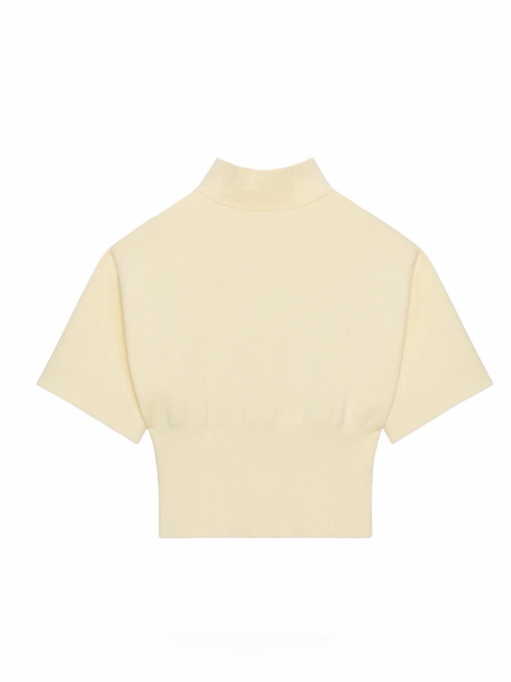Zara Cream Short-Sleeve Mock Neck Top
